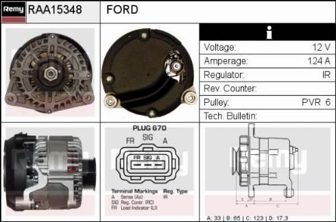 Remy RAA15348 - Генератор autospares.lv