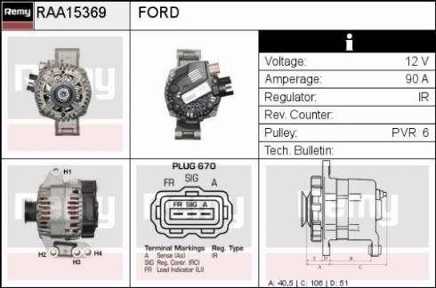 Remy RAA15369 - Генератор autospares.lv