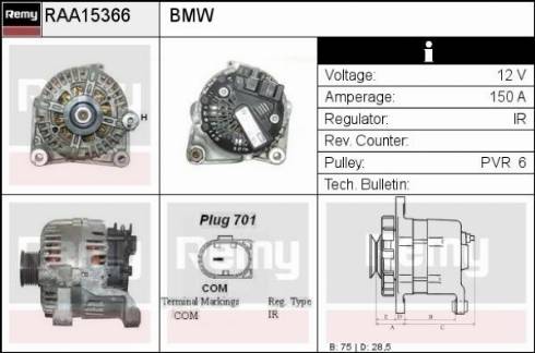 Remy RAA15366 - Генератор autospares.lv