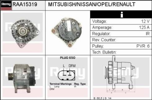 Remy RAA15319 - Генератор autospares.lv