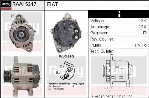 Remy RAA15317 - Генератор autospares.lv