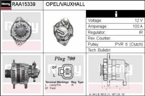 Remy RAA15339 - Генератор autospares.lv