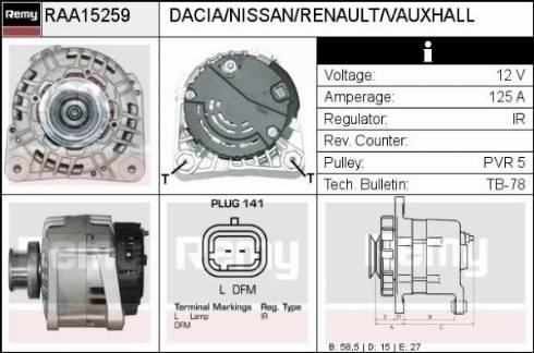 Remy RAA15259 - Генератор autospares.lv