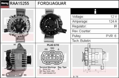 Remy RAA15255 - Генератор autospares.lv