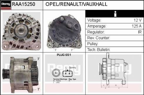 Remy RAA15250 - Генератор autospares.lv