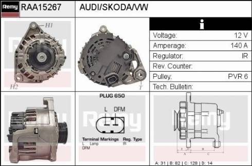 Remy RAA15267 - Генератор autospares.lv