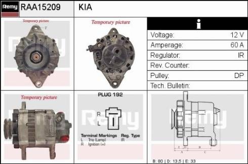 Remy RAA15209 - Генератор autospares.lv