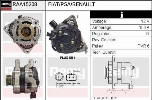 Remy RAA15208 - Генератор autospares.lv