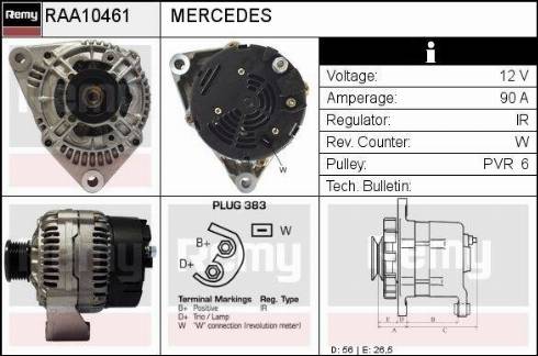 Remy RAA10461 - Генератор autospares.lv