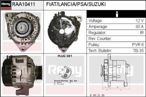 Remy RAA10411 - Генератор autospares.lv