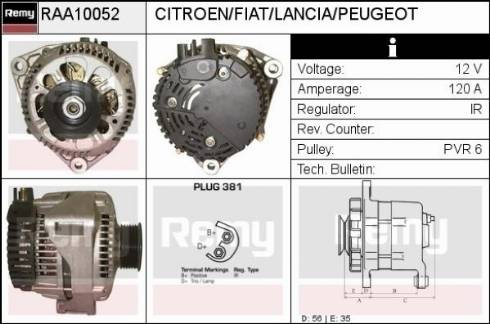 Remy RAA10052 - Генератор autospares.lv