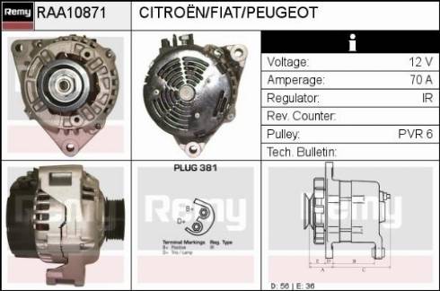 Remy RAA10871 - Генератор autospares.lv