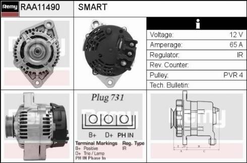 Remy RAA11490 - Генератор autospares.lv