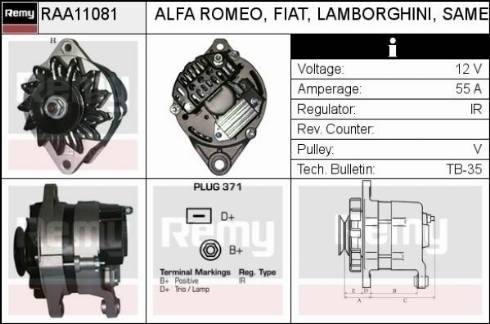 Remy RAA11081 - Генератор autospares.lv