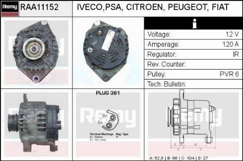 Remy RAA11152 - Генератор autospares.lv