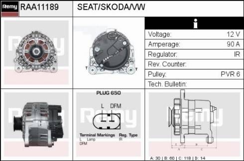 Remy RAA11189 - Генератор autospares.lv