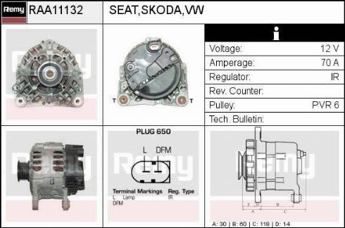 Remy RAA11132 - Генератор autospares.lv