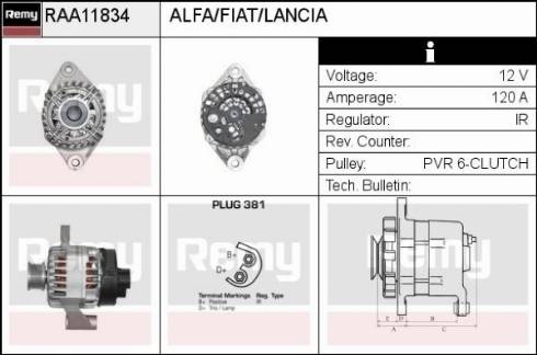 Remy RAA11834 - Генератор autospares.lv