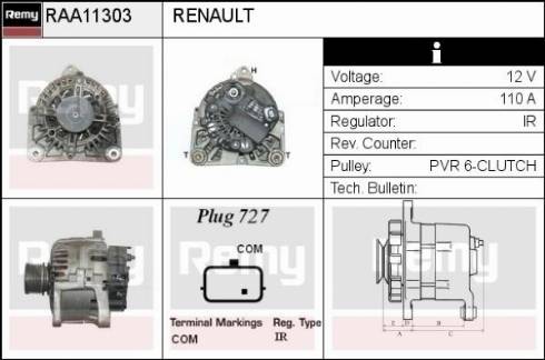 Remy RAA11303 - Генератор autospares.lv