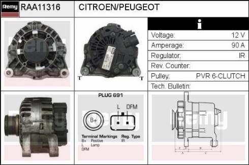 Remy RAA11316 - Генератор autospares.lv