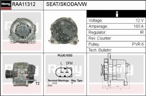 Remy RAA11312 - Генератор autospares.lv