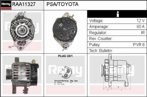 Remy RAA11327 - Генератор autospares.lv