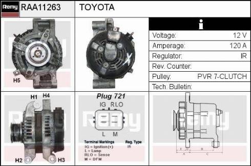 Remy RAA11263 - Генератор autospares.lv