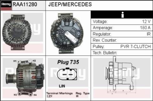 Remy RAA11280 - Генератор autospares.lv