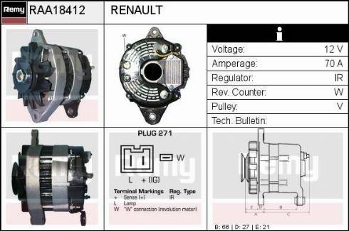 Remy RAA18412 - Генератор autospares.lv