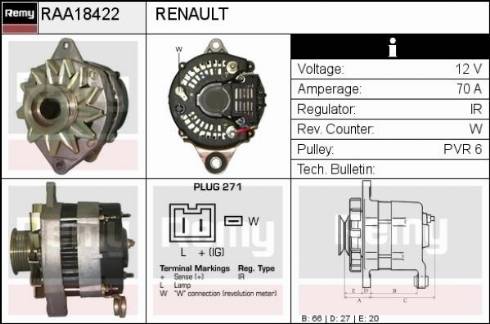 Remy RAA18422 - Генератор autospares.lv