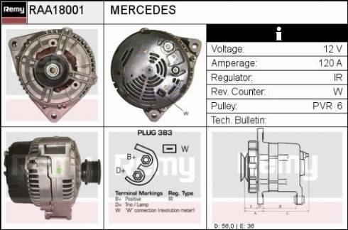 Remy RAA18001 - Генератор autospares.lv