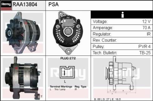 Remy RAA13804 - Генератор autospares.lv