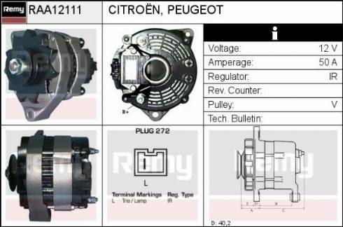 Remy RAA12111 - Генератор autospares.lv