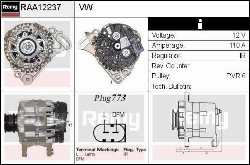 Remy RAA12237 - Генератор autospares.lv