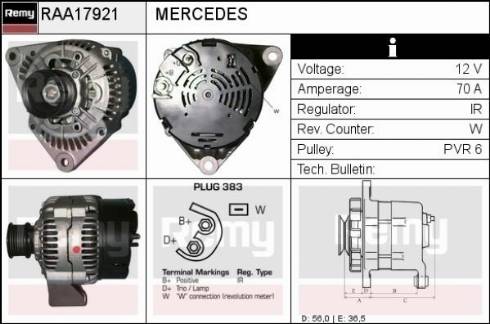 Remy RAA17921 - Генератор autospares.lv