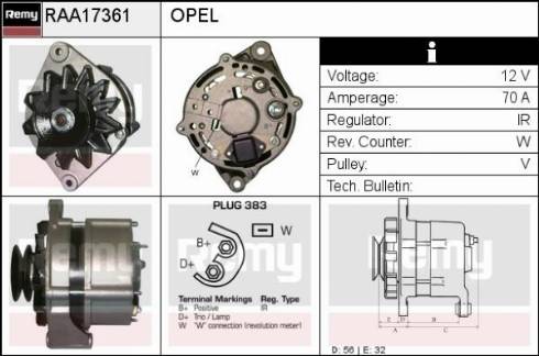 Remy RAA17361 - Генератор autospares.lv