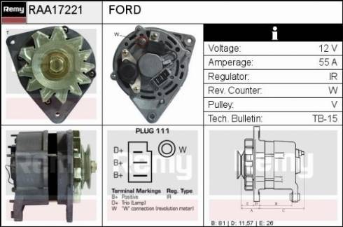 Remy RAA17221 - Генератор autospares.lv