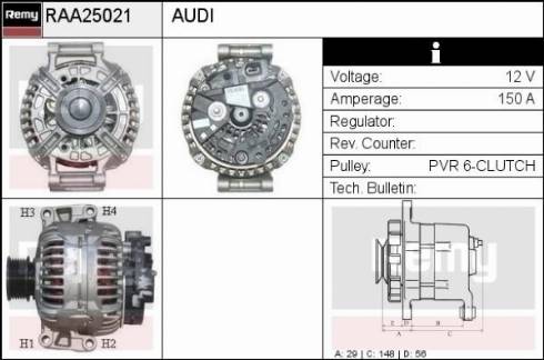 Remy RAA25021 - Генератор autospares.lv