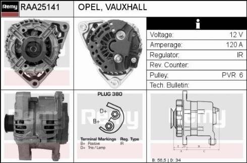 Remy RAA25141 - Генератор autospares.lv