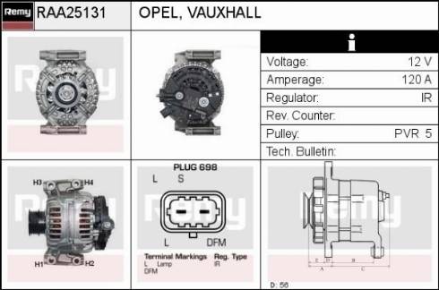 Remy RAA25131 - Генератор autospares.lv