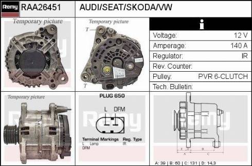 Remy RAA26451 - Генератор autospares.lv