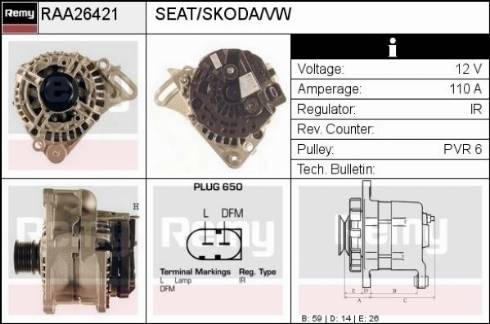 Remy RAA26421 - Генератор autospares.lv