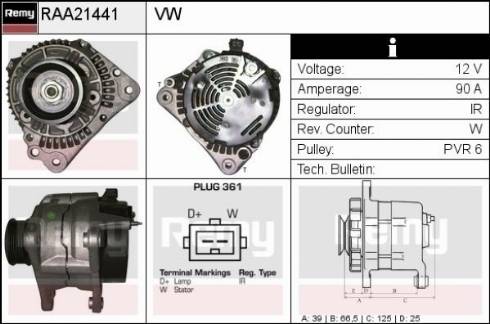 Remy RAA21441 - Генератор autospares.lv