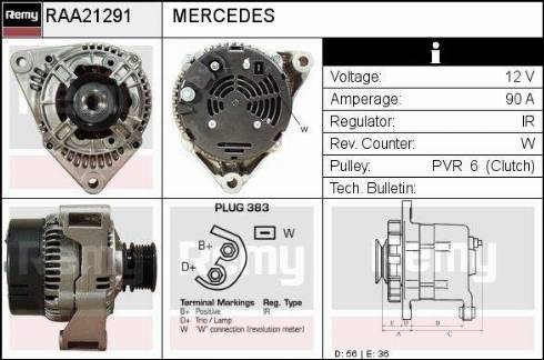 Remy RAA21291 - Генератор autospares.lv