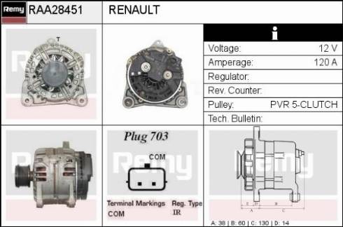 Remy RAA28451 - Генератор autospares.lv