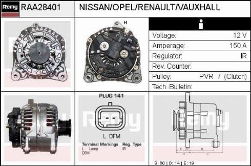 Remy RAA28401 - Генератор autospares.lv