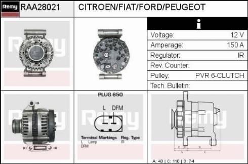 Remy RAA28021 - Генератор autospares.lv