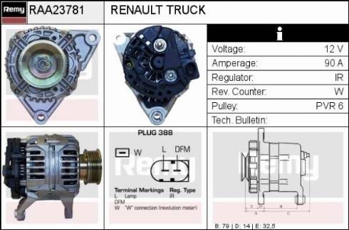 Remy RAA23781 - Генератор autospares.lv