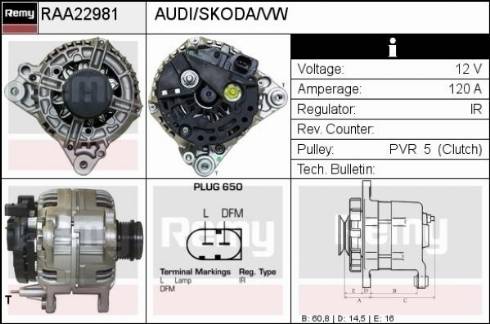 Remy RAA22981 - Генератор autospares.lv