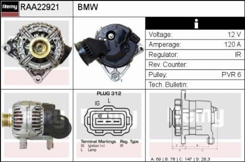 Remy RAA22921 - Генератор autospares.lv